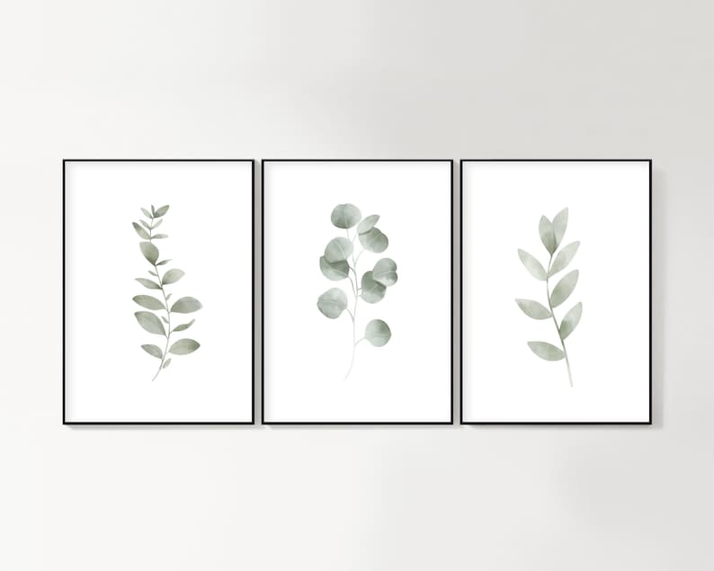 Set of 3 Botanical Wall Art Prints Instant Download Printable Art