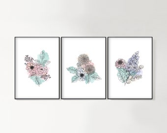 Floral Printable Pink Flower Wall Art Pink Wall Decor Pink - Etsy