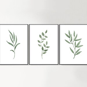Set of 3 Botanical Wall Art Watercolor Plants Instant Download Modern Farmhouse Art Printable Botanical Digital Art Modern Wall Art Set