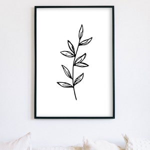 Black and White Botanical Wall Art Plant Prints Modern Minimalist ...