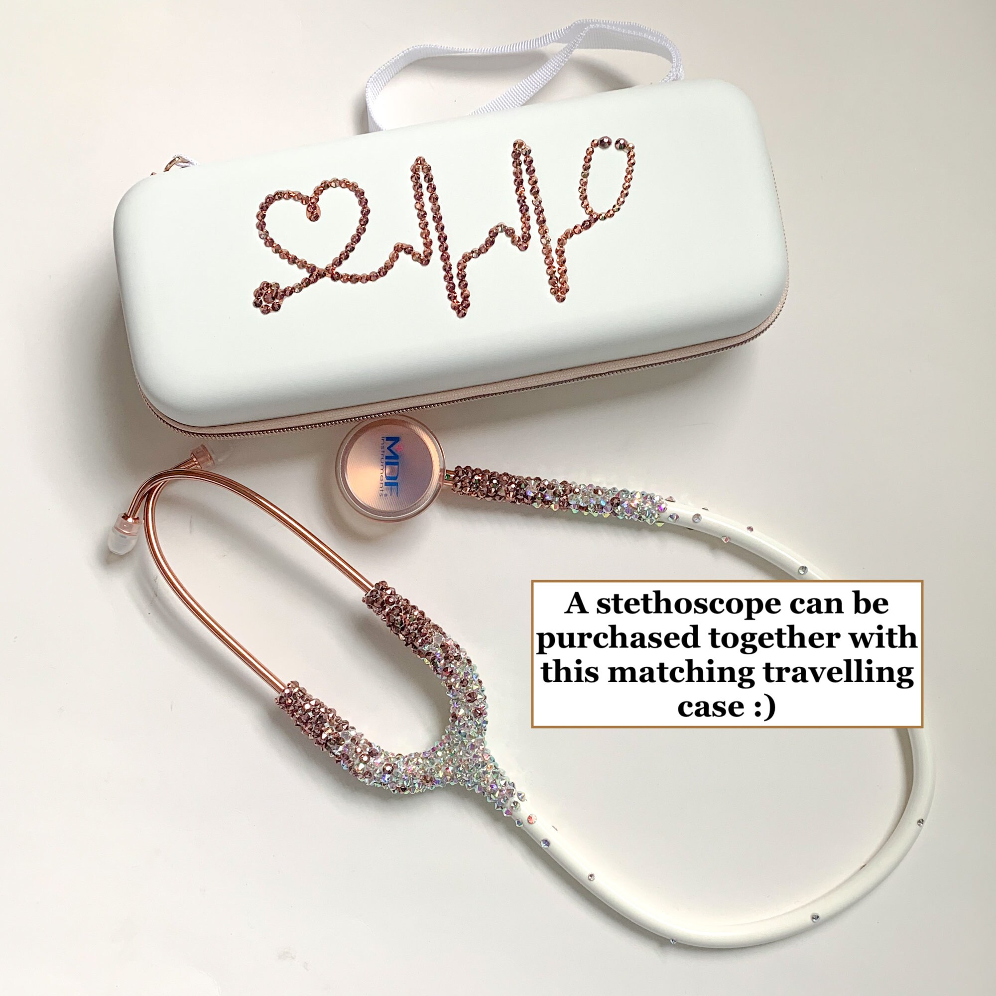 Limited Edition Rose Gold Rose Pink Iridescent Rhinestone Stethoscope ...