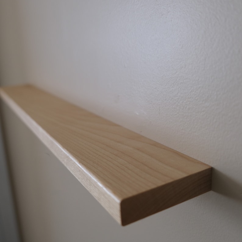 Hardwood 3” Deep Floating Shelf – Thin, Minimalist Design - Solid Hardwoods – Choose Any Length between 8" to 48" – Keyhole Slots Easy Hang Maple