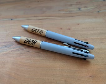 Custom Engraved Japanese Pen with Bamboo Grip – Jet Stream 4&1 Pen – 4 Colors, 1 Pencil – Japonica Gift, Japan Lover's Gift, Custom Pen