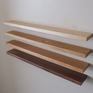 Hardwood 3” Deep Floating Shelf – Thin, Minimalist Design - Solid Hardwoods – Choose Any Length between 8&quot; to 48&quot; – Keyhole Slots Easy Hang