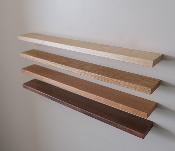 Hardwood 3” Deep Floating Shelf – Thin, Minimalist Design - Solid Hardwoods – Choose Any Length between 8" to 48" – Keyhole Slots Easy Hang