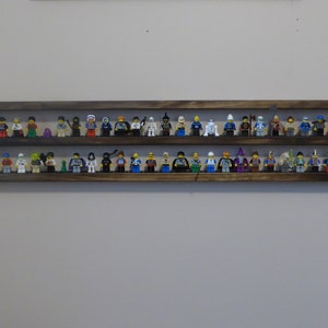 Floating Wide/Horizontal Wall Shelf for Minifigures - Minifigure Display - Various Plate Colors, Two 100-Stud Shelves, Keyhole Hangers