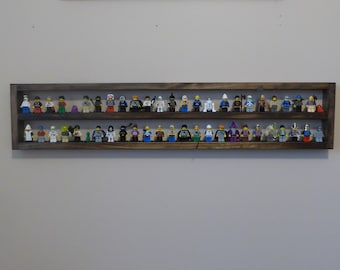 Floating Wide/Horizontal Wall Shelf for Minifigures - Minifigure Display - Various Plate Colors, Two 100-Stud Shelves, Keyhole Hangers