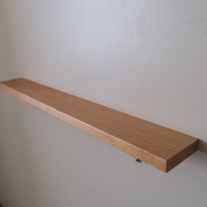 Hardwood 3” Deep Floating Shelf – Thin, Minimalist Design - Solid Hardwoods – Choose Any Length between 8" to 48" – Keyhole Slots Easy Hang Cherry
