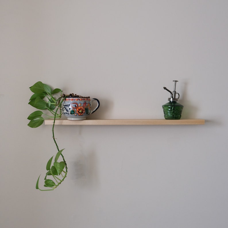 Hardwood 3” Deep Floating Shelf – Thin, Minimalist Design - Solid Hardwoods – Choose Any Length between 8" to 48" – Keyhole Slots Easy Hang image 3