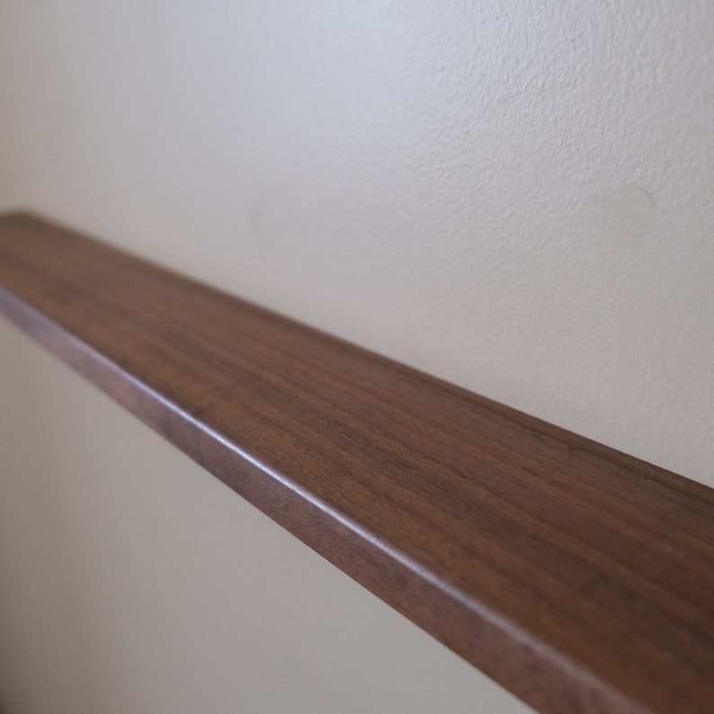 Hardwood 3” Deep Floating Shelf – Thin, Minimalist Design - Solid Hardwoods – Choose Any Length between 8" to 48" – Keyhole Slots Easy Hang Walnut
