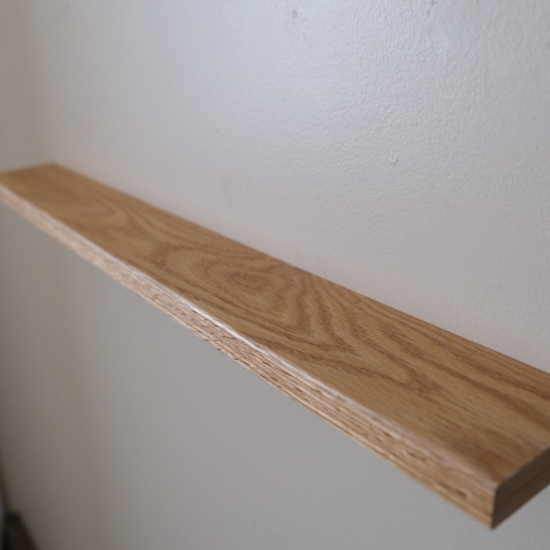 Hardwood 3” Deep Floating Shelf – Thin, Minimalist Design - Solid Hardwoods – Choose Any Length between 8" to 48" – Keyhole Slots Easy Hang Red Oak