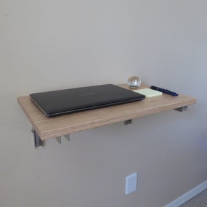 Murphy Desk, Fold-Down Desk, Mini Desk, Laptop Desk, Collapsible Desk – Solid Red Oak, Steel Brackets – Perfect Small Space Desk!