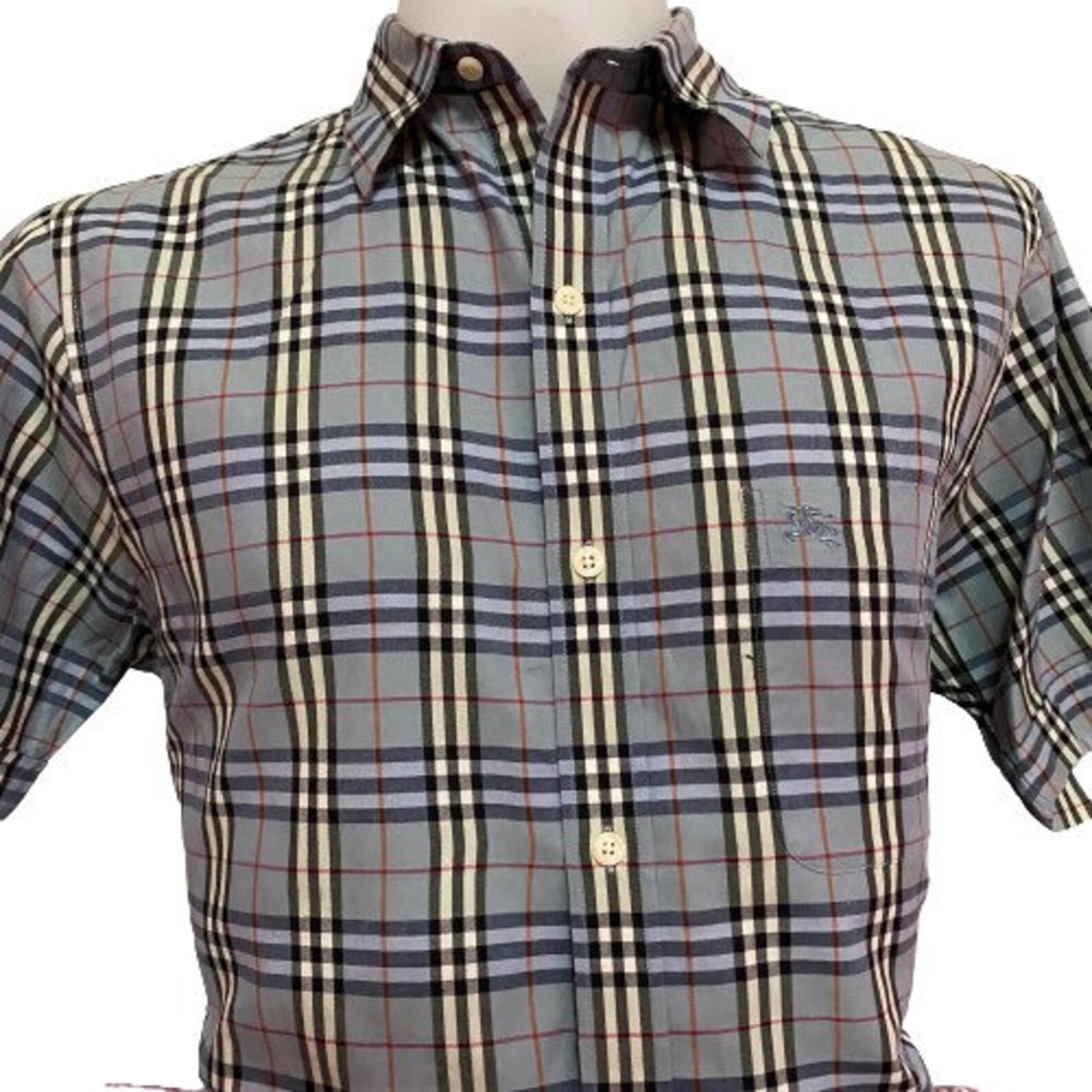 blue burberry button up shirt