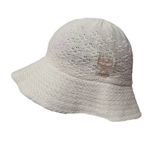 Authentic Vintage MCM Legere Bucket Hat Spell Out White Color 