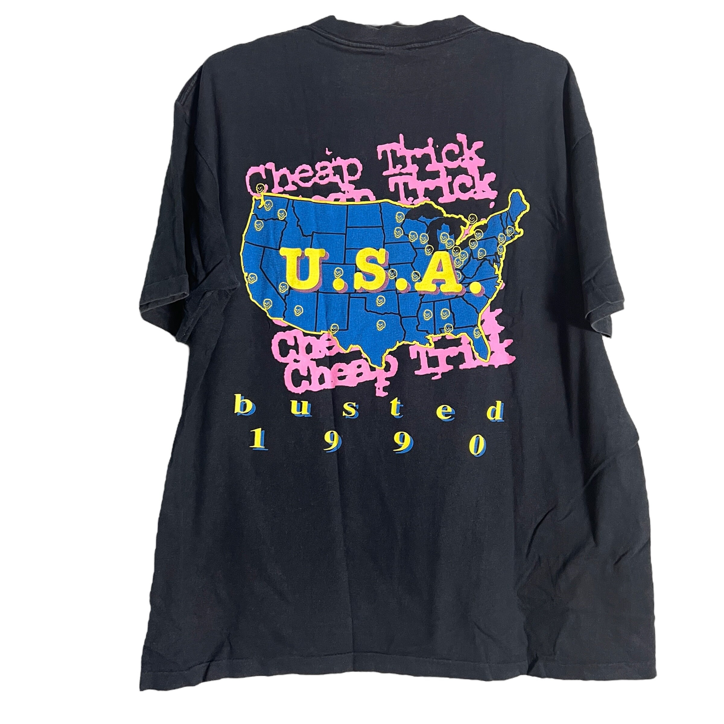 Cheap Trick バンドTシャツ 1990年 Lサイズ Vintage Cheap Trick Band USA Busted Tour 1990 Promo Shirt