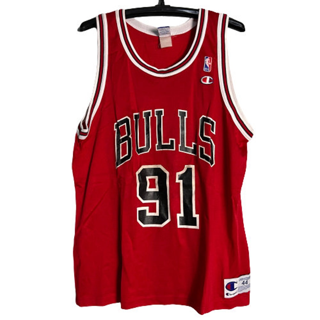 Dennis Rodman Chicago Bulls Authentic SIGNED Champion Jersey NEW Sz 48 #91  vtg