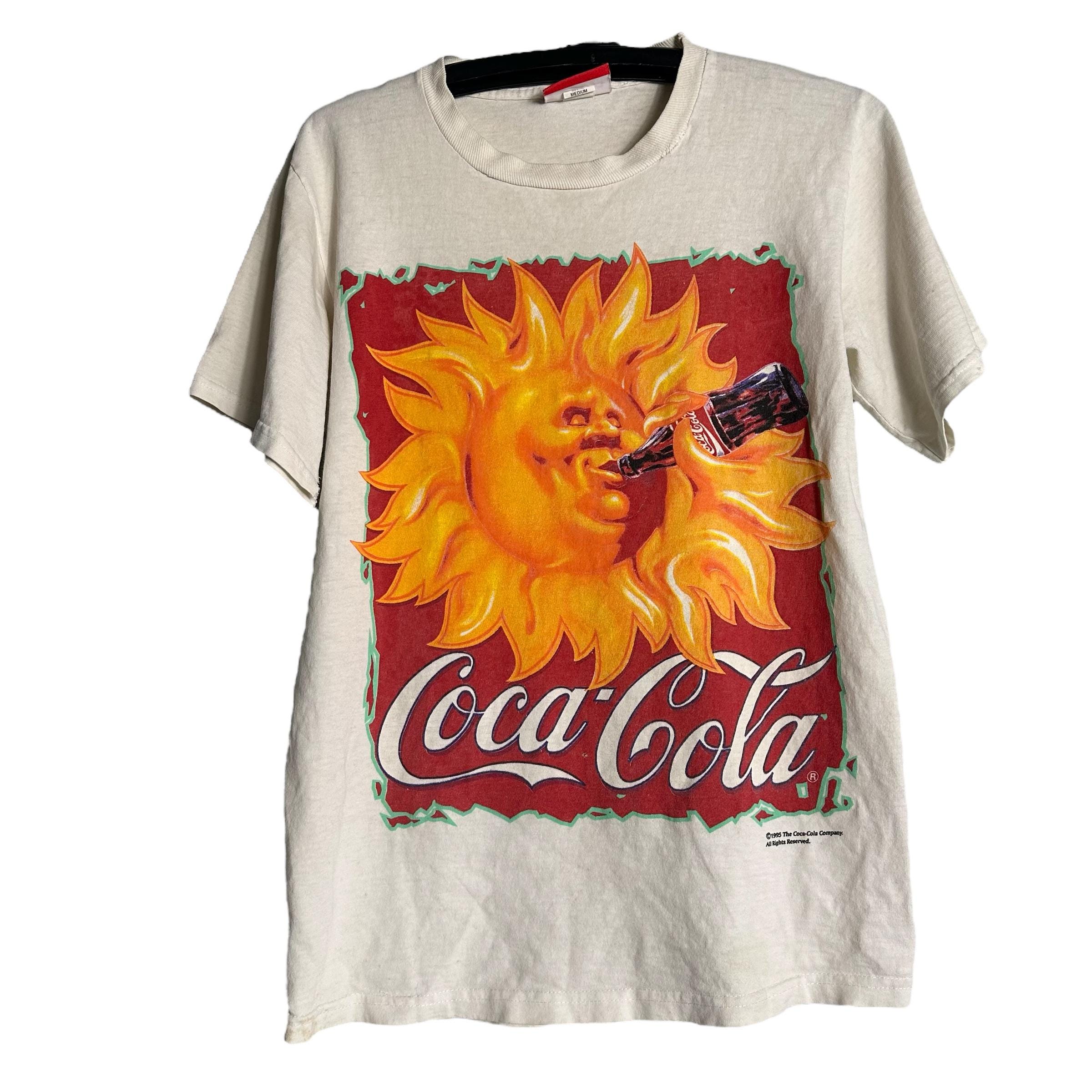 Vintage 90s Coca Cola Sun Drinking Promo T-shirt - Etsy