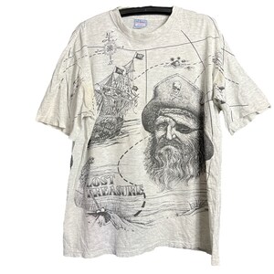 Vintage 90s Lost Treasure Map OVP Camisa Single Stich