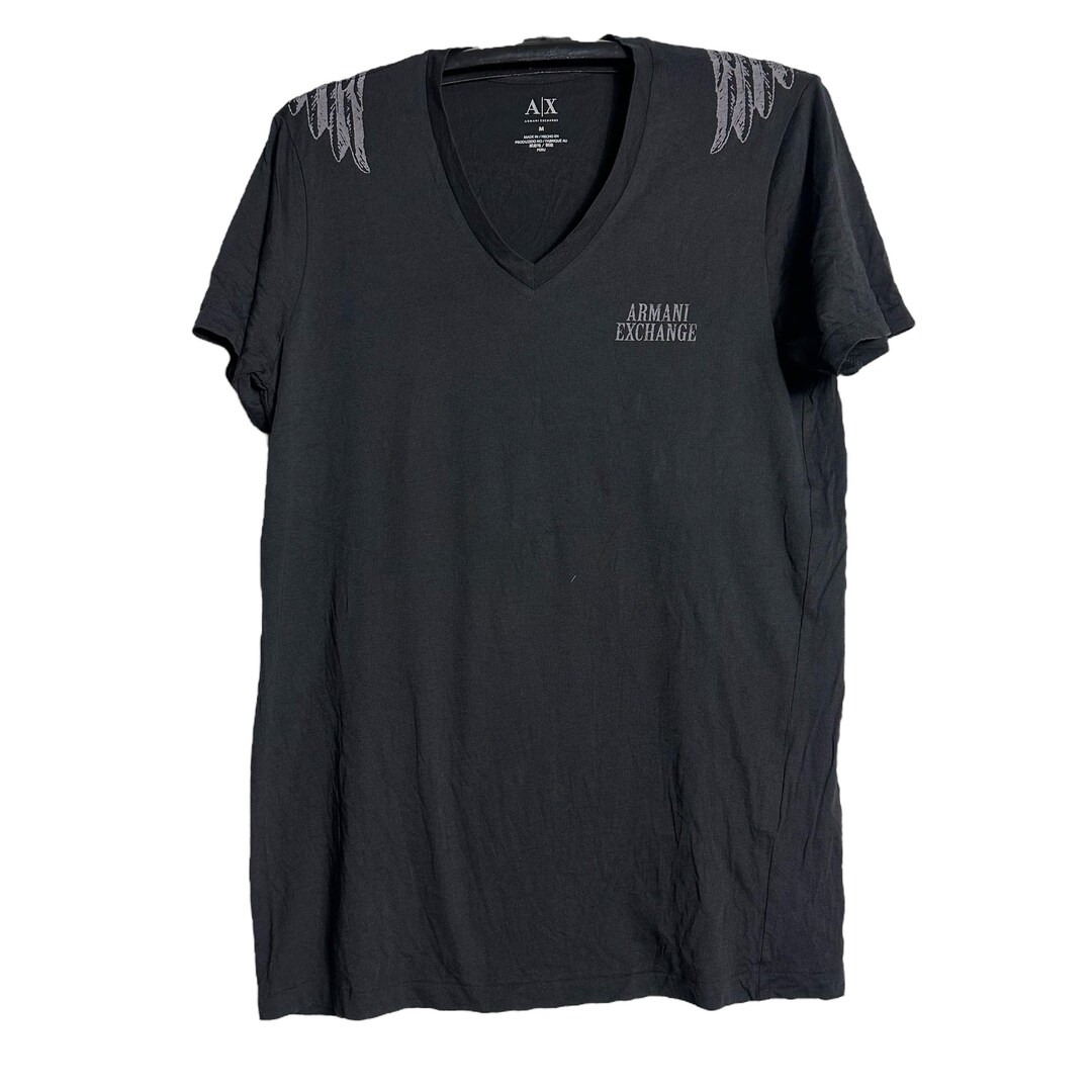 Vintage Armani Exchange AX Rhinestone Wing OG V-neck T-shirt