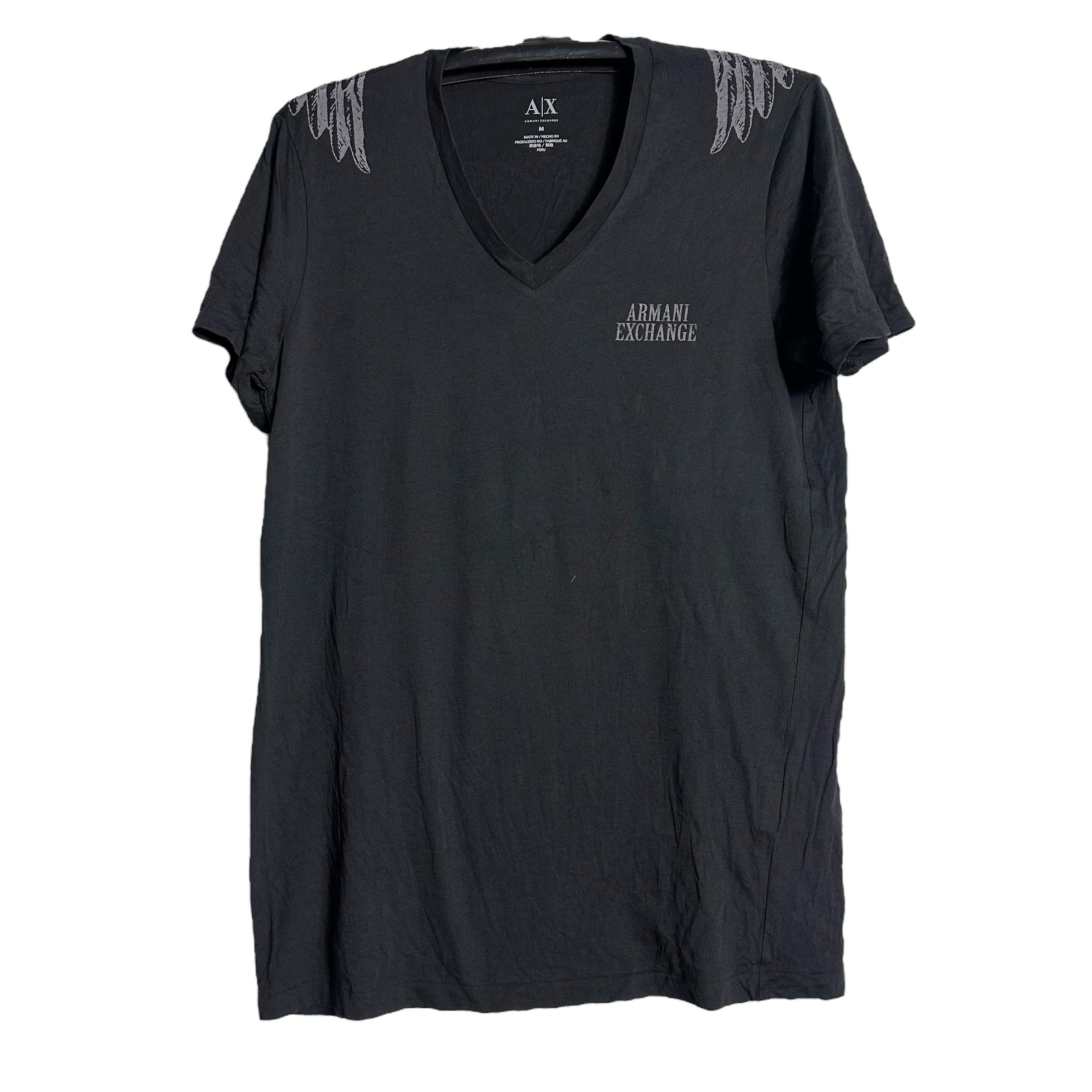 00’s ARMANI EXCHANGE Wing shirts Vintage Armani Exchange AX Rhinestone Wing OG V-neck T-shirt