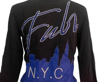 Authentic Vintage Fubu NYC Sweatshirt Black Color Large Size