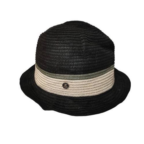 Authentic Stussy Paper Straw Hat Cap Black Color