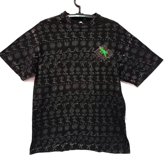 Gecko Hawaii Shirt Vintage 90s Full Print Large Size Made in Usa
