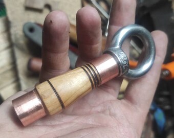 hand-turned Cherry with copper and 304 Stainless Steel EDC Kubotan EDC Keychain Mid-sized