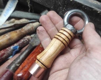 hand-turned Cherry with copper and 304 Stainless Steel EDC Kubotan EDC Keychain Mid-sized