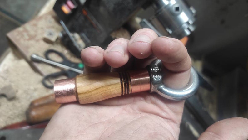 hand-turned Cherry with copper and 304 Stainless Steel EDC Kubotan EDC Keychain Mid-sized