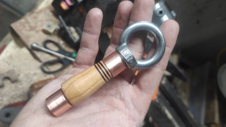 hand-turned Cherry with copper and 304 Stainless Steel EDC Kubotan EDC Keychain Mid-sized