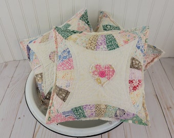 Vintage quilt pillow Vintage pillow  Antique quilt pillow Feed sack quilt Feed sack