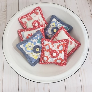 Quilted pincushion Vintage pincushion Handmade pincushion Embroidered pincushion Walnut shell pincushion