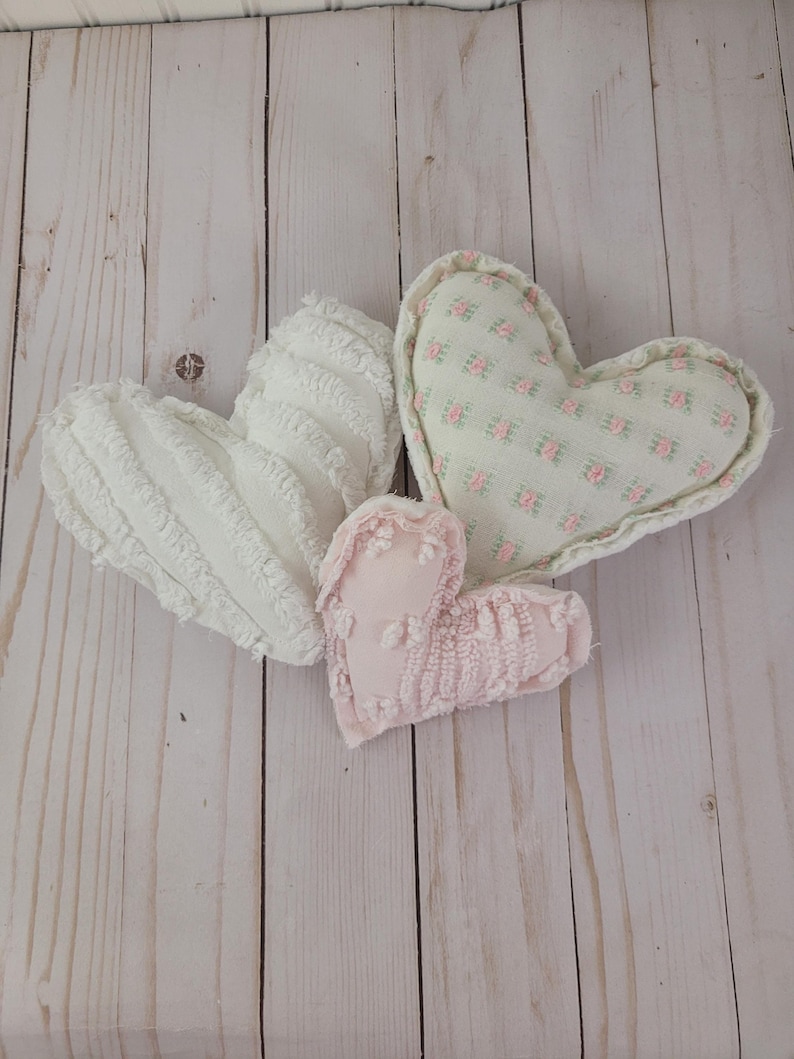 Vintage Chenille Heart Pillows: Handmade from Bedspread, Polyester Fill #5