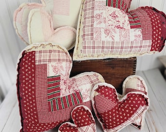 Heart pillows Vintage quilt heart pillows Quilt Heart pillows