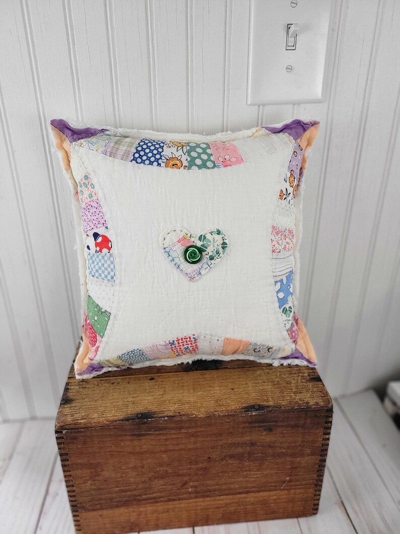 Vintage quilt pillow Vintage pillow Antique quilt pillow Feed sack quilt Feed sack #4