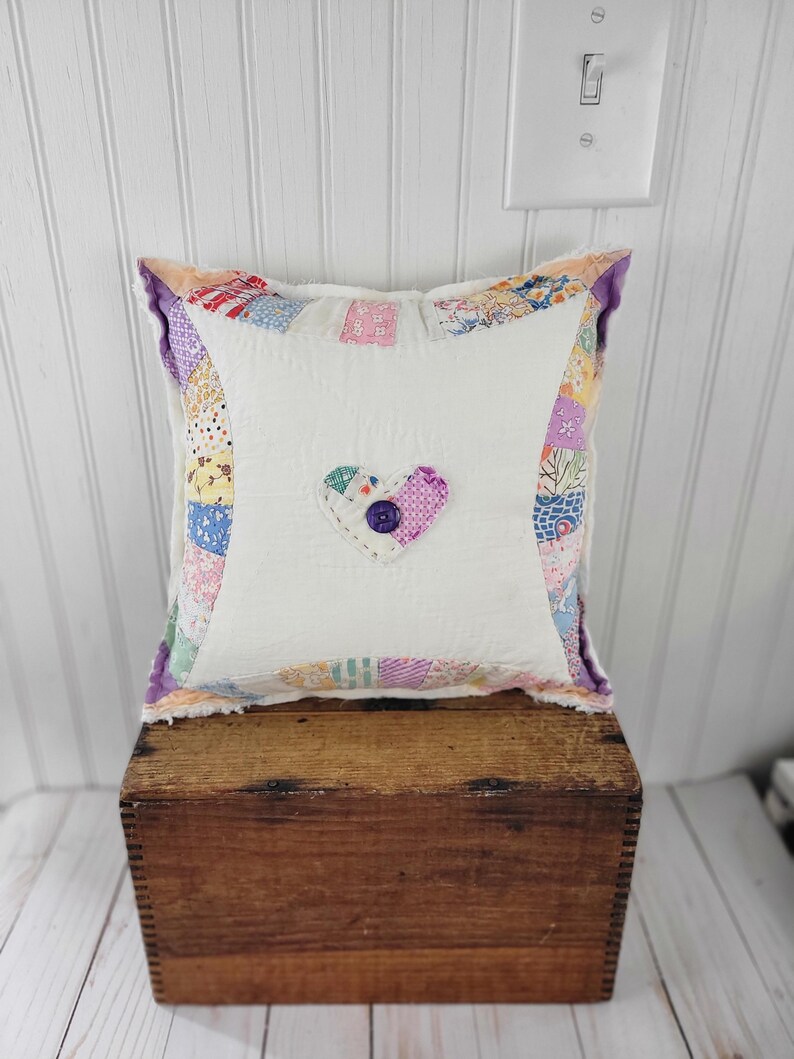 Vintage quilt pillow Vintage pillow Antique quilt pillow Feed sack quilt Feed sack #5