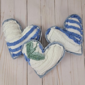 Vintage Chenille Heart Pillows: Handmade from Bedspread, Polyester Fill #1
