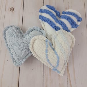 Vintage Chenille Heart Pillows: Handmade from Bedspread, Polyester Fill #11