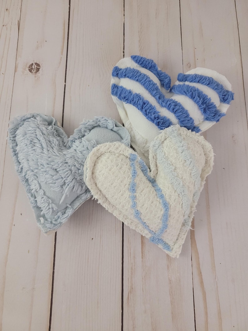 Vintage Chenille Heart Pillows: Handmade from Bedspread, Polyester Fill #11