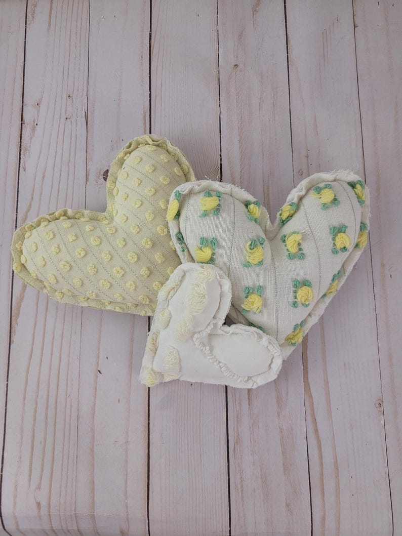 Vintage Chenille Heart Pillows: Handmade from Bedspread, Polyester Fill #4
