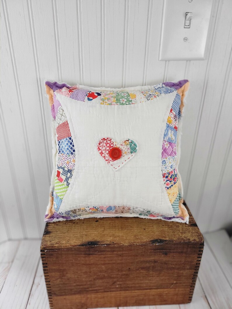 Vintage quilt pillow Vintage pillow Antique quilt pillow Feed sack quilt Feed sack #6
