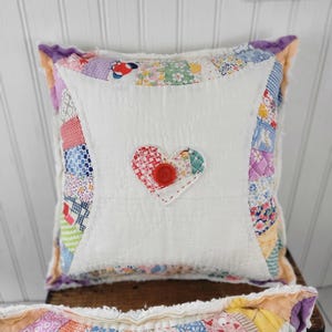 Vintage quilt pillow Vintage pillow Antique quilt pillow Feed sack quilt Feed sack image 1