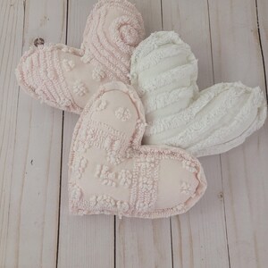 Vintage Chenille Heart Pillows: Handmade from Bedspread, Polyester Fill #8