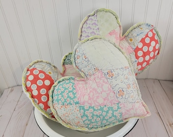 Heart pillows Vintage quilt heart pillows Vintage quilt Heart pillows Feedsack quilt