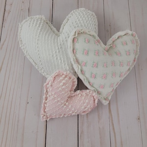 Vintage Chenille Heart Pillows: Handmade from Bedspread, Polyester Fill #6