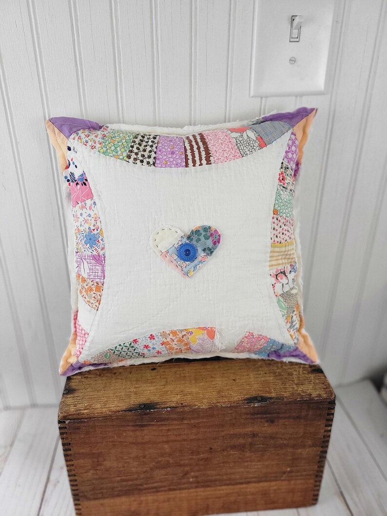 Vintage quilt pillow Vintage pillow Antique quilt pillow Feed sack quilt Feed sack #3