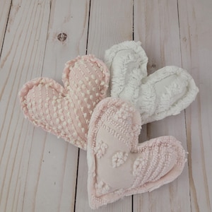 Vintage Chenille Heart Pillows: Handmade from Bedspread, Polyester Fill #14