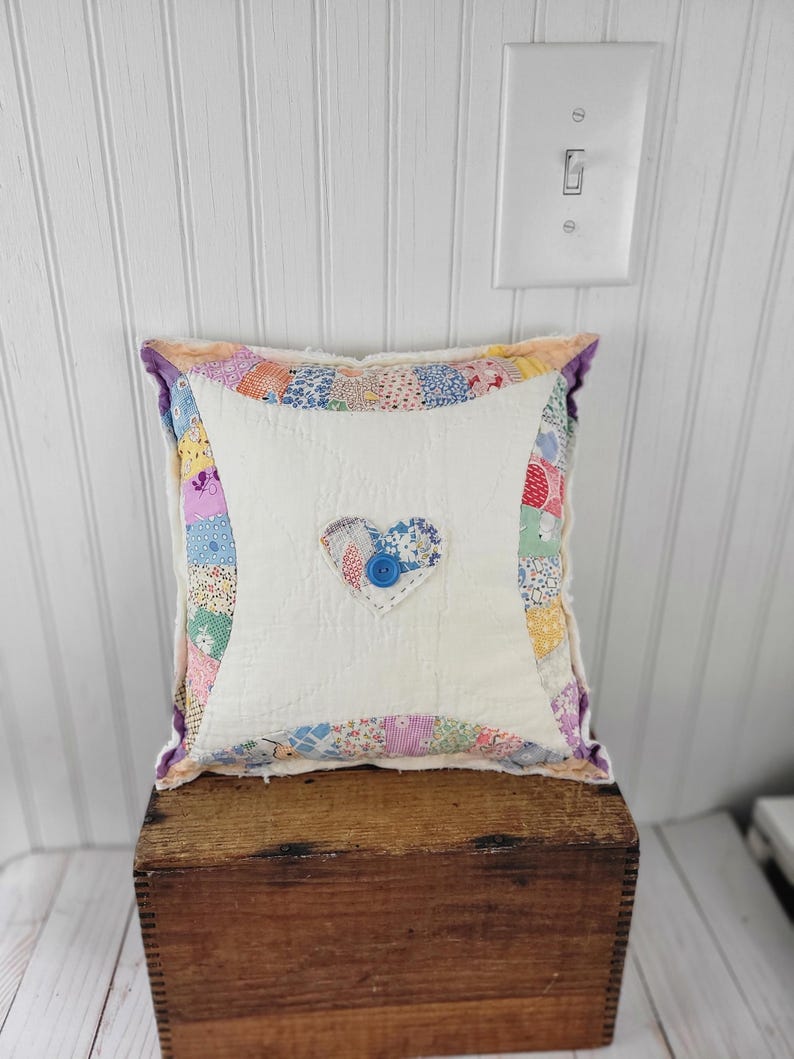 Vintage quilt pillow Vintage pillow Antique quilt pillow Feed sack quilt Feed sack #1