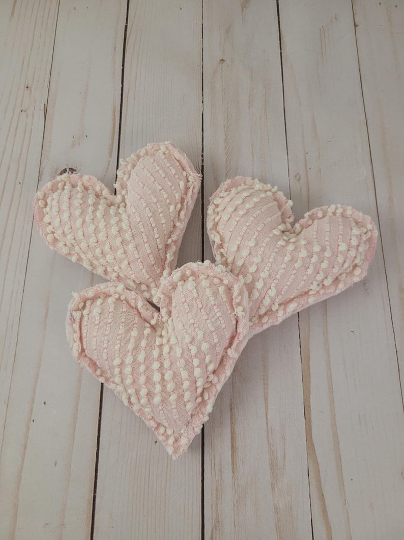 Vintage Chenille Heart Pillows: Handmade from Bedspread, Polyester Fill #12